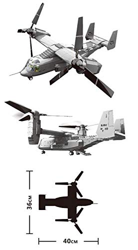 Bell Boeing V-22 Osprey Tiltrotor Aircraft Fighter Model Well Detailed Building Blocks Brick Building Set Aircraft Model Building Toy Plane Helicopter Toy Bricks Set - For Teens and Adults
