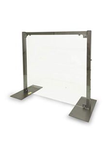 tabletop sneeze shield 24" h x 24" w protective barrier with transaction for counter, reception, and checkout in store or office - protective cashiers, receptionist and customers.