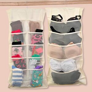 Home-X Hanging Bra and Sock 15-Pocket Closet Organizer, Wardrobe Storage Hanger for Underwear, Bra, Socks - 30 Inches Long