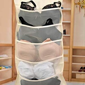 Home-X Hanging Bra and Sock 15-Pocket Closet Organizer, Wardrobe Storage Hanger for Underwear, Bra, Socks - 30 Inches Long