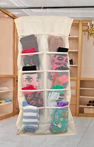 Home-X Hanging Bra and Sock 15-Pocket Closet Organizer, Wardrobe Storage Hanger for Underwear, Bra, Socks - 30 Inches Long