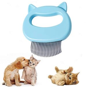 cat comb pet short & long hair removal massaging shell comb soft deshedding brush grooming and shedding matted fur remover massage dematting tool for dog puppy rabbit (blue)