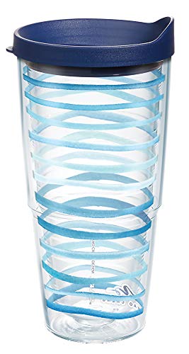 Tervis Yao Cheng - Sea Stripe Made in USA Double Walled Insulated Tumbler Cup Keeps Drinks Cold & Hot, 24oz, Classic