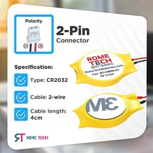 Rome Tech Replacement CMOS Battery for Sony Playstation 2/3 - PS2 PS3 Backup RTC BIOS Battery - 2 Wire Cable (1-Pack)