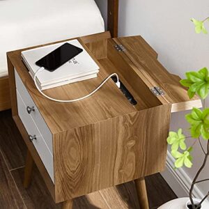 Modway Ember Wood Nightstand, Natural White