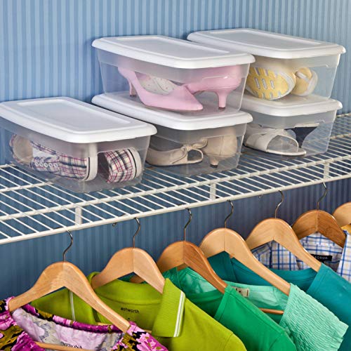 STERILITE 6-Quart Storage Bin Shoe Box - Clear (6)