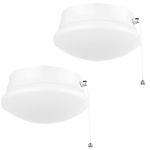 Lightdot 7” Modern LED Ceiling Light with Pull Chain 12W 4000K, 1300lm, 125W E26 Bulb Replacement, Energy Saving Flush Mount Lighting for Closets/Bedroom/Corridor (2 Pack)