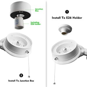 Lightdot 7” Modern LED Ceiling Light with Pull Chain 12W 4000K, 1300lm, 125W E26 Bulb Replacement, Energy Saving Flush Mount Lighting for Closets/Bedroom/Corridor (2 Pack)