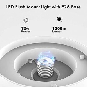 Lightdot 7” Modern LED Ceiling Light with Pull Chain 12W 4000K, 1300lm, 125W E26 Bulb Replacement, Energy Saving Flush Mount Lighting for Closets/Bedroom/Corridor (2 Pack)