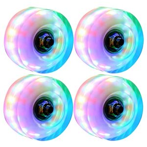 hlaill roller skate wheels luminous light up, with bearings outdoor installed 4 pack - roller skate wheels for double row skating and skateboard 32mm x 58mm