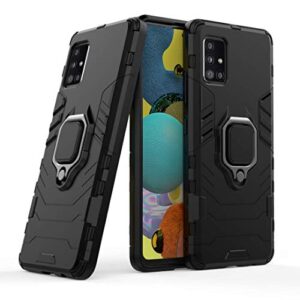 smfu cover for xiaomi redmi note 9 case hybrid heavy duty armor hard dual layer protection case with screen protector 2 pack with kickstand feature shockproof defender cover bumper non-slip（black）