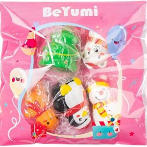 BeYumi 6 Packs Christmas Squeeze Slow Rising Toys, Santa Claus, Christmas Tree, Gingerbread, Snowman, Penguin, White Bear, Soft Scented Squeeze Decompression Stress Relief Toys for Kids Party Favor