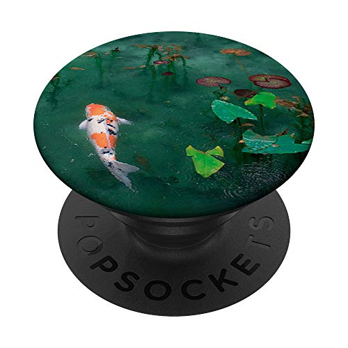 Emerald Green Majestic Zen Water Garden Japanese Koi Fish PopSockets Swappable PopGrip