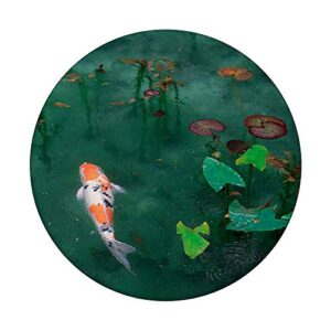 Emerald Green Majestic Zen Water Garden Japanese Koi Fish PopSockets Swappable PopGrip