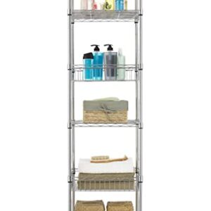 Finnhomy Heavy Duty 6 Tier Wire Shelving Unit with Wheels 18x18x72-inches 6 Shelves Storage Rack Thicken Steel Tube, Adjustable Shelving Rack for Kitchen Bathroom Office, NSF Certified, Chrome