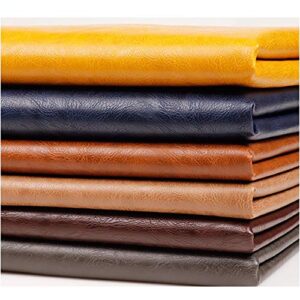 NAKAN Solid Color PU Synthetic Leather Fabric Vintage Texture Faux Leather Sheets for Sewing Crafting DIY Projects, 100x138cm(39''x54'') Leatherette Material (Color : Mustard Yellow)