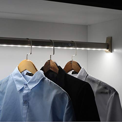 FKhanger Closet Rod for Hanging Clothes,Wardrobe Clothes Rail with Built-in Led Lighting,Lithium Battery Powered,Aluminum Hanging Rail (Size : 1000mm)