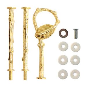 happy will 3 tier 14" heavy metal cake stand holder fruit plate stand fitting hardware rod with stylus (golden_leaves)