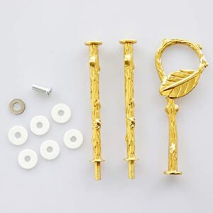 Happy Will 3 Tier 14" Heavy Metal Cake Stand Holder Fruit Plate Stand Fitting Hardware Rod with Stylus (Golden_Leaves)