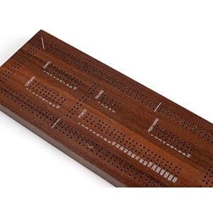 STERLING Games Triple Track Wooden Cribbage 13 Inch Board Game Set with Carrying Bag and Metal Pegs for 3 Players