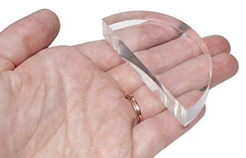 Semicircular Block, 3 Inch - Acrylic - Polished Sides - for Use in Light Refraction and Optics Experiments - Eisco Labs