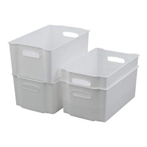 morcte 4-pack plastic stackable storage bin, white stacking storage basket