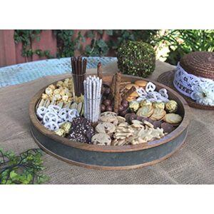 BIRDROCK HOME Wooden and Iron Chip and Dip Serving Tray- Glass Dip Bowl - Salsa Appetizer Serveware - Veggie, Shrimp, Guacamole, Cheese, Chips, or Pita Tray - Party Platter - Extra Large