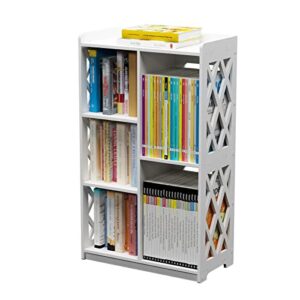 rerii bookcase, small bookshelf, kids book case open shelf with 5 cube storage organizer for bedroom living room office, white