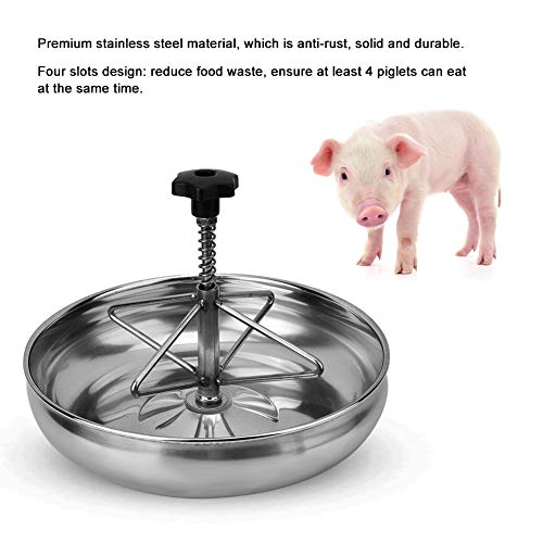 Pig Feeding Bowl Stainless Piglet Trough, Piglet Feeding Trough, Livestock Fodder Four Slots Food Tray Piglet Food Bowl, Pig Food Feeder for Piglet Cattle