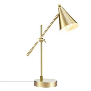 globe electric 52887 18" desk lamp, matte brass, adjustable height, balance arm, rotary switch on shade, home décor, desk lamps for home office, home office accessories, adjustable lamp, modern