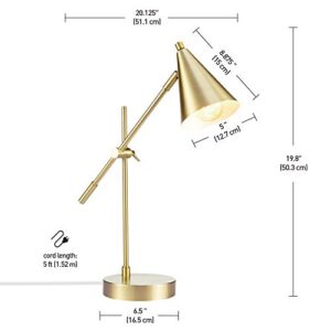 Globe Electric 52887 18" Desk Lamp, Matte Brass, Adjustable Height, Balance Arm, Rotary Switch on Shade, Home Décor, Desk Lamps for Home Office, Home Office Accessories, Adjustable Lamp, Modern