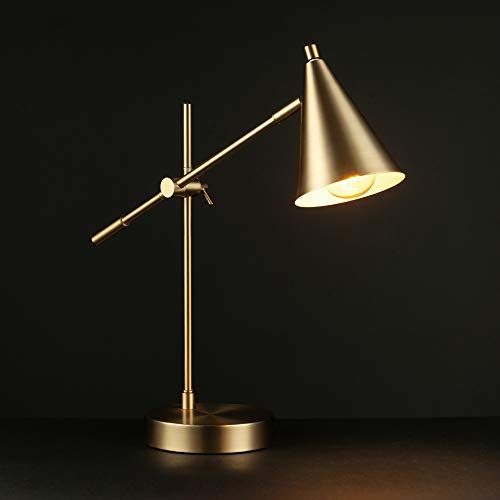 Globe Electric 52887 18" Desk Lamp, Matte Brass, Adjustable Height, Balance Arm, Rotary Switch on Shade, Home Décor, Desk Lamps for Home Office, Home Office Accessories, Adjustable Lamp, Modern