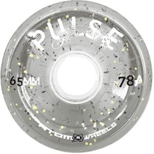 atom skates pulse outdoor quad roller wheels 78a, clear glitter, set of 8, 65mm x 37mm
