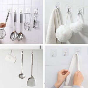 20PCS Wall Hooks - Adhesive Hooks - 15lb(Max) Heavy Duty Adhesive Hooks, Command Hooks for Hanging, Reusable Sticky Stainless Steel Hook, Waterproof, Apply for Kitchen, Bedroom, Bathroom