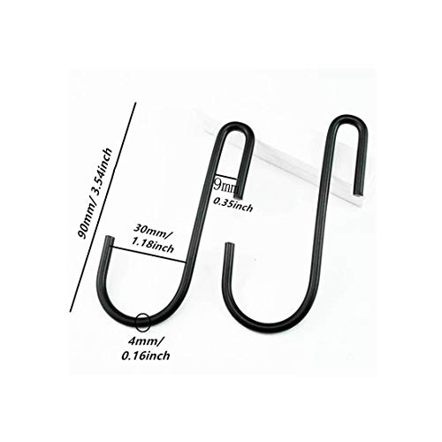 BfyBest 15 Pack Heavy Duty S Hooks Black S Shaped Hooks Hanging Hangers Hooks for Kitchen, Bathroom, Bedroom and Office: Pan, Pot, Coat, Bag, Plants (15 Pack/S Hook/Black/3.54 inch)