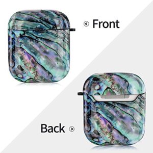 CAGOS for Airpods Case, Cute Marble Protective Hard Cover with Keychain Compatible with Apple Airpods 2nd/1st Generation Case for Women Girls (Turquoise Blue)