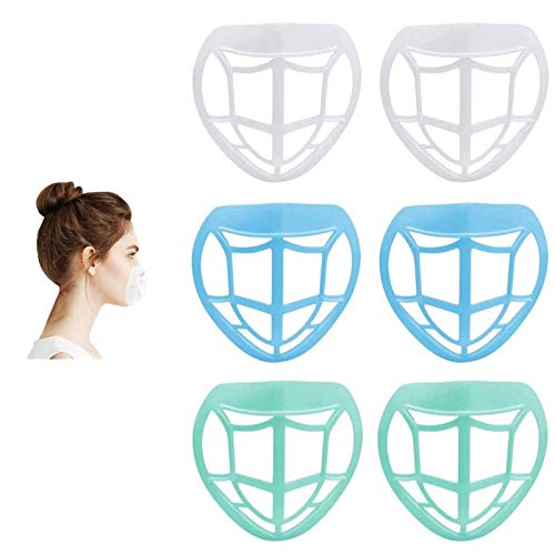 Face Covering Protective 3D Bracket Mouth Shields Holder for Men Women Increase Breathing Space Unisex Internal Nose Bridge Supporting Reusable Extension Bracket Washable (Blue/Green/White, 4/6pcs)