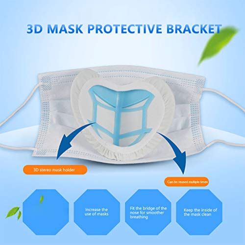 Face Covering Protective 3D Bracket Mouth Shields Holder for Men Women Increase Breathing Space Unisex Internal Nose Bridge Supporting Reusable Extension Bracket Washable (Blue/Green/White, 4/6pcs)