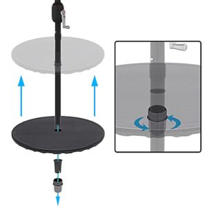 ABBLE 20'' Outdoor Adjustable All Weather Umbrella Table for Beach Patio Garden Poolside Accessory Umbrella Table Top Portable Round Table Fit 38mm Umbrella Pole (Black)