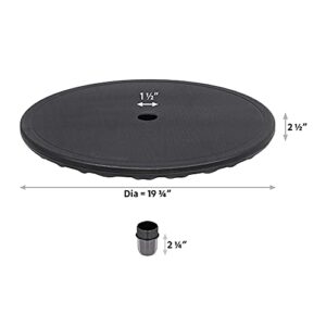 ABBLE 20'' Outdoor Adjustable All Weather Umbrella Table for Beach Patio Garden Poolside Accessory Umbrella Table Top Portable Round Table Fit 38mm Umbrella Pole (Black)