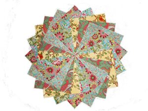 40 5 inch beautiful greek garden quilting squares pack by paintbrush & qt fabrics 5 colorways