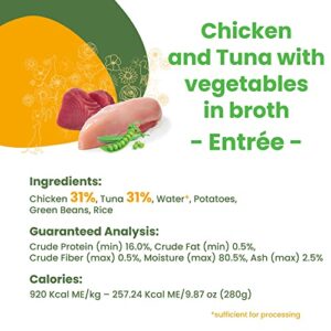 almo nature HQS Natural Chicken and Tuna Entree with Vegetables in Broth, Gluten Free, Additive Free, Adult Dog Canned Wet Food, Shredded 12 x 280g/9.87 oz