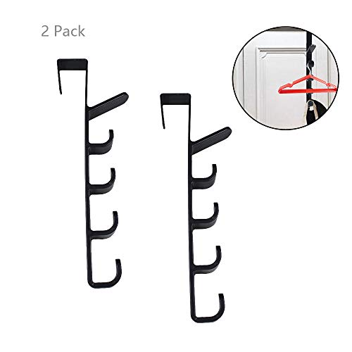 Alovexiong 2 Pack Home Storage 5 Layers Over The Door Hook Organizer Coat Rack Hanger Backpack Handbag Door Hook Backpack Hangers Hook for Clothes,Hat,Socks,Bag,Key,Belt,Towel,Robe,Shirts