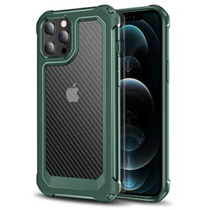 ptuoniu heavy duty case compatible with iphone 12 pro max 6.7 inch case 2020, [scratch-resistant] [military grade protection] hard pc + flexible tpu frame, for iphone 12 pro max, midnight green
