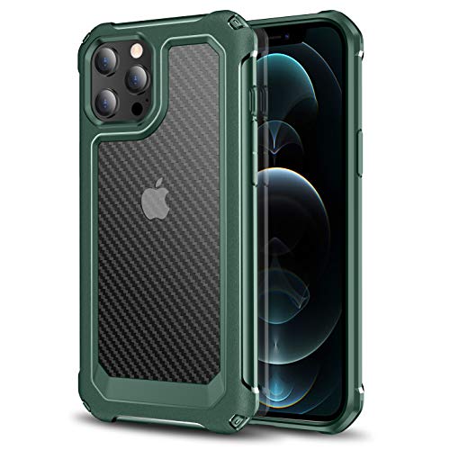 PTUONIU Heavy Duty Case Compatible with iPhone 12 Pro Max 6.7 inch Case 2020, [Scratch-Resistant] [Military Grade Protection] Hard PC + Flexible TPU Frame, for iPhone 12 Pro Max, Midnight Green