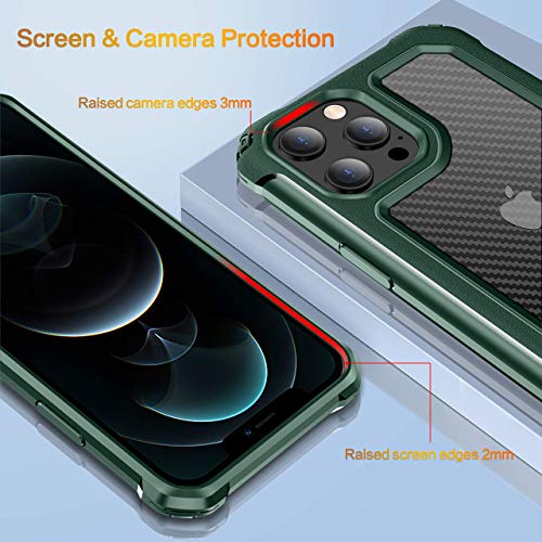 PTUONIU Heavy Duty Case Compatible with iPhone 12 Pro Max 6.7 inch Case 2020, [Scratch-Resistant] [Military Grade Protection] Hard PC + Flexible TPU Frame, for iPhone 12 Pro Max, Midnight Green