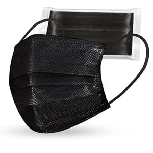 [80 pcs] individual packing tomorotec disposable protective face masks (black)