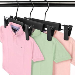 Pants Hangers Skirt Hangers,20 Packs Black Plastic Dress Trousers Hanger with Non-Slip Big Clips and 360 Rotatable Hook