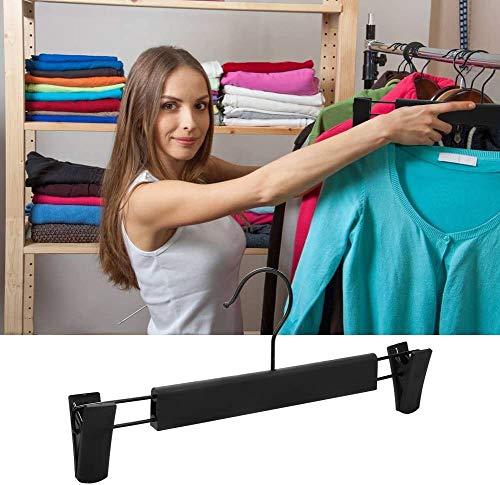 Pants Hangers Skirt Hangers,20 Packs Black Plastic Dress Trousers Hanger with Non-Slip Big Clips and 360 Rotatable Hook