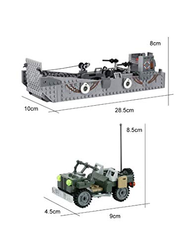 General Jim's WW2 Military Landing Craft Brick Building Toy Set Comes with Vehicle Building Blocks World War 2 Model Set for Teens and Adults